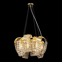 Люстра подвесная Presidio LSP-6044 Lussole прозрачная на 8 ламп, основание золотое в стиле современный классический Люстра подвесная Presidio LSP-6044 Lussole прозрачная на 8 ламп, основание золотое в стиле современный классический